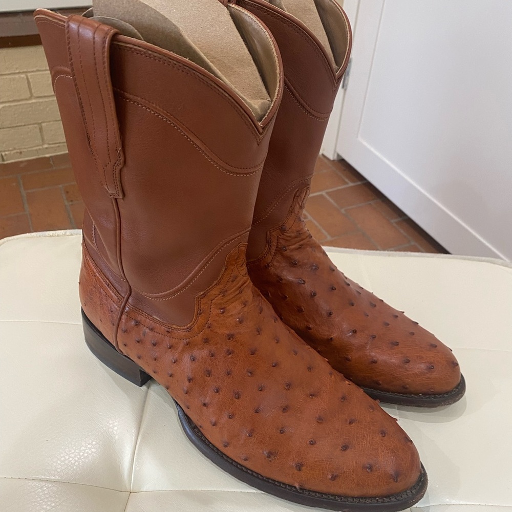 Tecovas Duke, Full Quill Ostrich Roper Boots